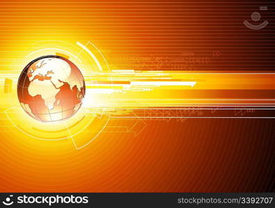 Vector illustration of abstract hi-tech Background with Glossy Earth Globe