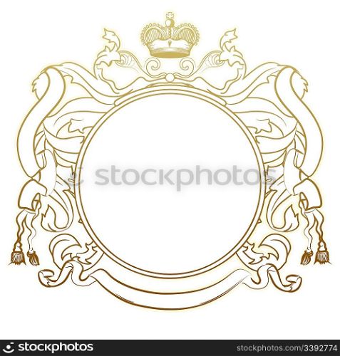 Vector illustration of abstract luxury golden heraldic frame