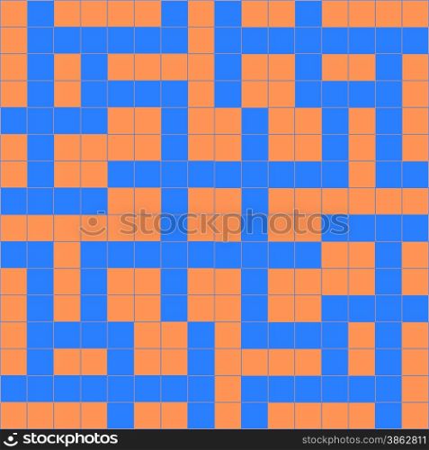 Vector illustration of abstract orange blue crossword pattern.. orange blue crossword