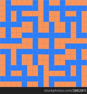 Vector illustration of abstract orange blue crossword pattern.. orange blue crossword