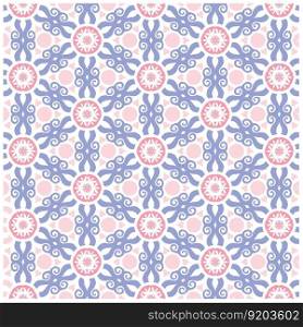 Vector Illustration of Abstract Purple Mandala or Ikat Texture Seamless Pattern for Wallpaper Background.
