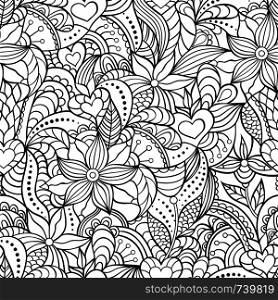 Vector illustration of abstract seamless pattern.Coloring page for adult.. abstract seamless pattern.