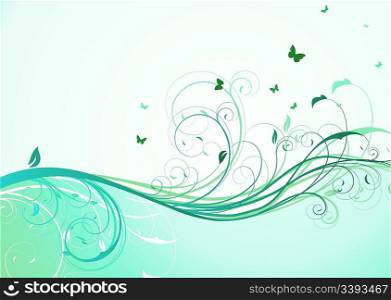 Vector illustration of abstract turquoise floral Background