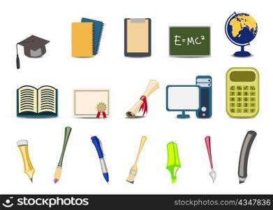Vector illustration of academy/educational icons set.