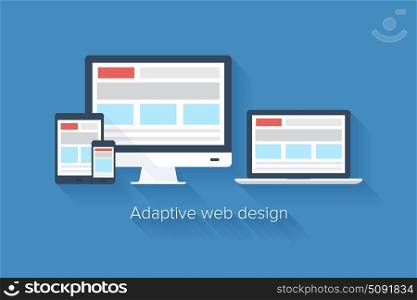 Vector illustration of adaptive web design on different electronic devices