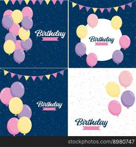 Vector illustration of aHappy Birthday celebration background with balloons. banner. and confetti for greeting cards
