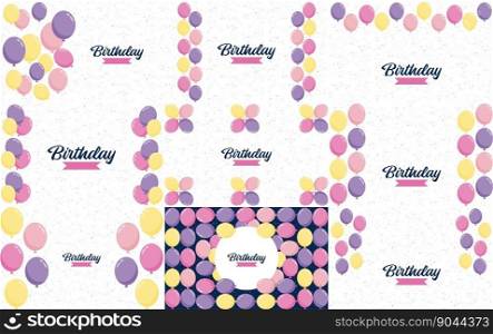 Vector illustration of aHappy Birthday celebration background with balloons. banner. and confetti for greeting cards
