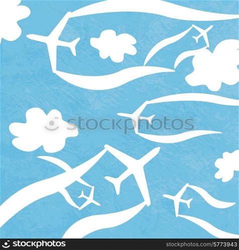 Vector Illustration of Airplane Routes