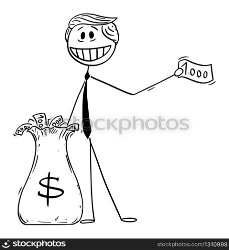 Vector illustration of American president Donald Trump giving money away, using helicopter money or quantitative easing during recession.March 19,2020.. Vector Illustration of President Donald Trump Giving Money Away, Using Quantitative Easing or Helicopter Money During Recession.March 19, 2020