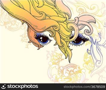 vector illustration of an abstract face of a beautiful blondy