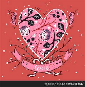 vector illustration of an abstract floral heart for Valentine day designs
