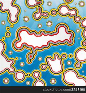 Vector illustration of an abstract goo background with funky party blue water colors and smooth celebration shapes.