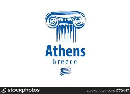 Vector illustration of an ancient Greek column in Athens Greece.. Vector illustration of an ancient Greek column in Athens Greece