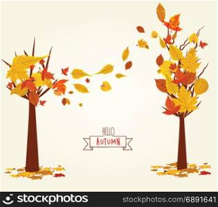 Vector Illustration of an Autumn Design. Autumn tree background