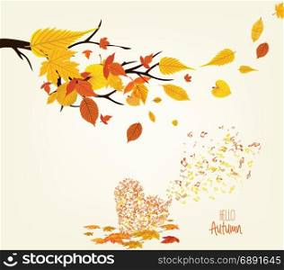Vector Illustration of an Autumn leaves Design and musical is my soul