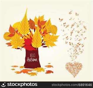 Vector Illustration of an Autumn leaves Design and musical is my soul