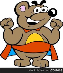 Vector illustration of an Happy Strong Super Hero Bear 