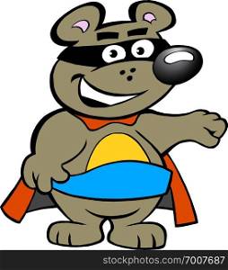 Vector illustration of an Happy Strong Super Hero Bear 