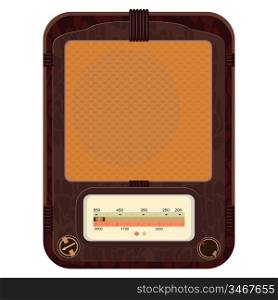 Vector illustration of an old radio in a wooden case
