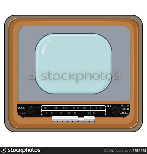 Vector illustration of an old TV set with wooden case