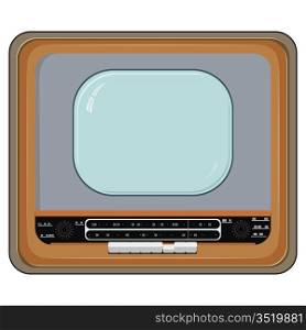 Vector illustration of an old TV set with wooden case