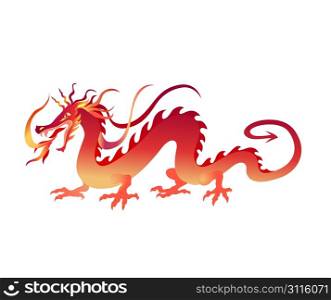 Vector Illustration of angry red chinese dragon in a tattoo/ tribal style