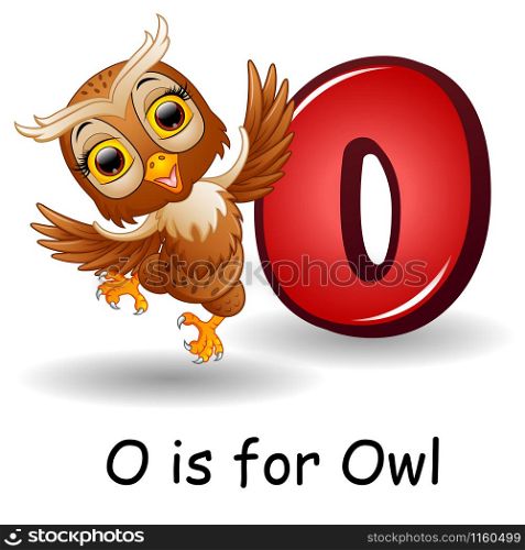 Vector illustration of Animals alphabet: O is for Owl