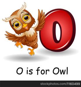 Vector illustration of Animals alphabet: O is for Owl