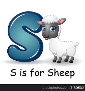 Vector illustration of Animals alphabet: S is for Sheep