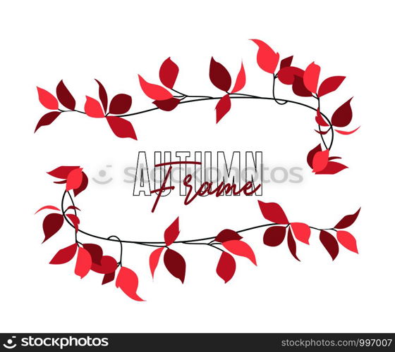 Vector illustration of autumn leaf. Decorative frame of red leaves. Autumn red leaf