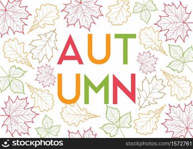 Vector illustration of Autumn leaves outline background