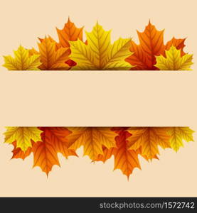 Vector illustration of Autumn leaves with blank rectangle