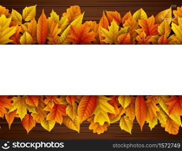 Vector illustration of Autumn leaves with blank rectangle