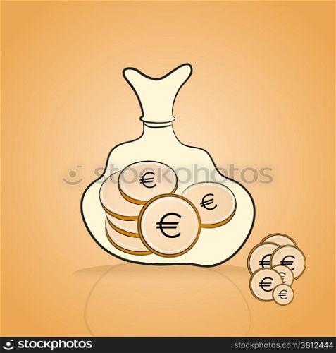 Vector illustration of bag full of golden coin