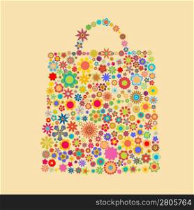 Vector illustration of bag pattern made up of flower shapes
