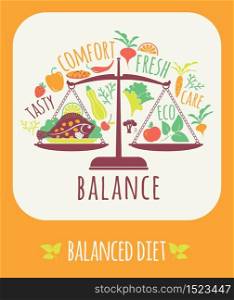 Vector illustration of Balanced diet. Elements for design. Vector illustration of Balanced diet.