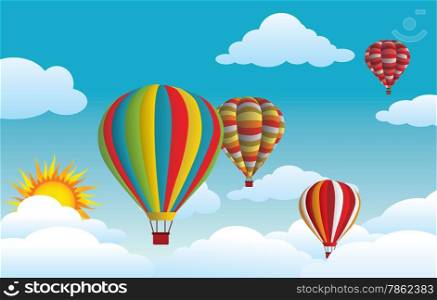 Vector illustration of balloons flying in the air