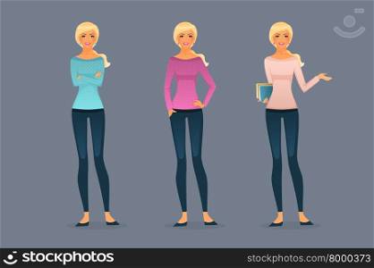 Vector illustration of Beautiful and young girls