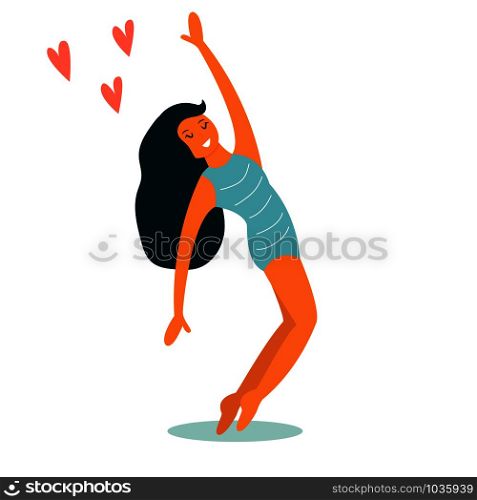 Vector illustration of beautiful dancing girl in swimsuit. Vector illustration of dancing girl in swimsuit