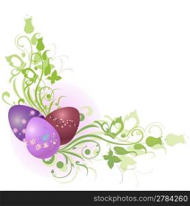Vector Illustration of beautiful floral frame decorated with Easter Eggs.