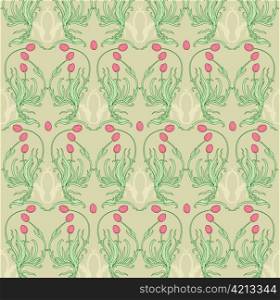 Vector illustration of beautiful retro floral background with funky tulips
