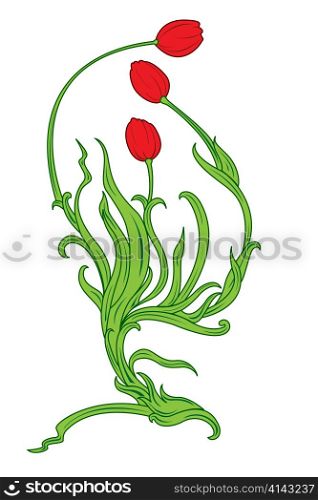 Vector illustration of beautiful single stemmed tulip
