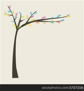 Vector illustration of beautiful spring tree in white and black colors