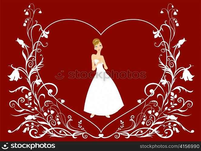 Vector Illustration of beautiful women in the evening dress on floral background