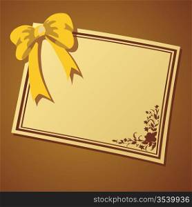 Vector illustration of beautifull frame decorated with bow and floral elements.