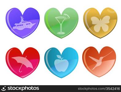 Vector illustration of beautifull hearts icon set. Ideal for Valentine Cards decoration.