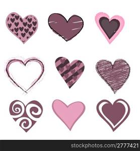 Vector illustration of beautifull hearts icon set. Ideal for Valetine Cards decoration.