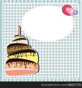 Vector illustration of Birthday card with cake.