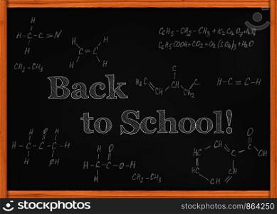 Vector illustration of black class chalkboard with chemistry formulas