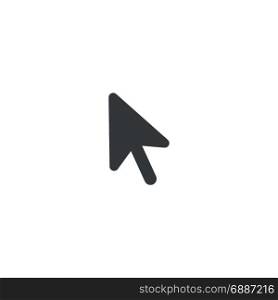 Vector illustration of black computer mouse arrow icon on white background with flat design style.